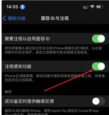 贵州苹果14维修网点分享iPhone14注视感知功能有什么用 